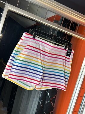 New York & Company Whitney Rainbow Stripe Pull-On Shorts 🍭